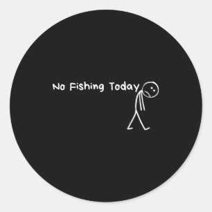 Adesivo Redondo Desenho de palito triste de fã de pesca sem pesca 