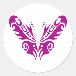 Adesivo Redondo Desenho de Tatuagem de Borboleta Tribal