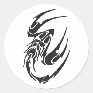 Adesivo Redondo Desenho de Tatuagem de Escorpião Tribal