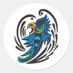 Adesivo Redondo Desenho de Tatuagem de Pássaro Decorativo