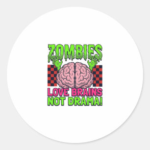Adesivo Redondo Desenho de Terror Vintage Amores de Zumbi Não Dram