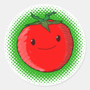 Adesivo Redondo Desenho De Tomate De Cartoon Bonito