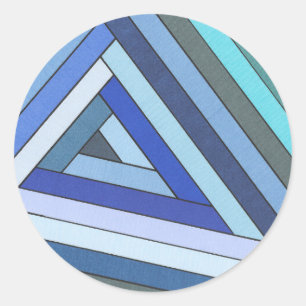 Adesivo Redondo Desenho de Triângulo Geométrico Azul Pintado à Mão