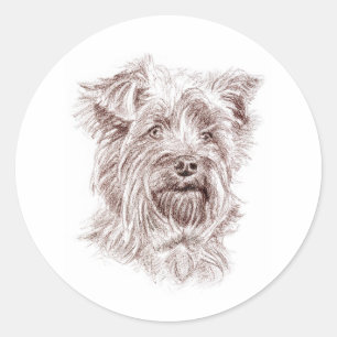 Adesivo Redondo Desenho de Yorkshire Terrier
