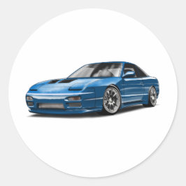 Adesivo Redondo desenho do carro azul 240sx 