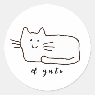 Adesivo Redondo Desenho do Gato El Gato Cartoon Linha 