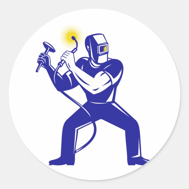Adesivo Redondo desenho do soldador (Frente)