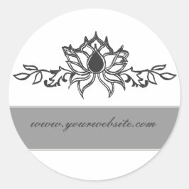 Adesivo Redondo Desenho elegante da flor de Lotus do indiano