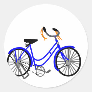 Adesivo Redondo Desenho em Bicicleta, Estilo 1950