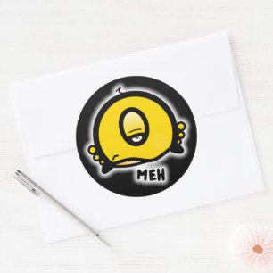 Adesivo Redondo Desenho engraçado de um “Meh” de um olho só