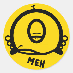 Adesivo Redondo Desenho engraçado de um olho “Meh”