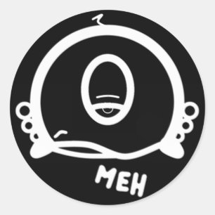 Adesivo Redondo Desenho engraçado de um olho “Meh”
