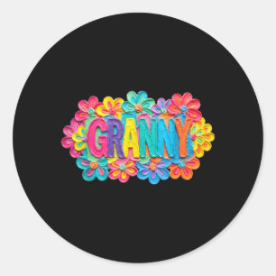 Adesivo Redondo Desenho Floral Colorido Estilo Groovy Granny Clay