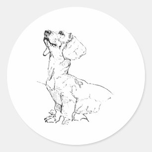 Adesivo Redondo Desenho Fofo de Dachshund, Pai/Mãe de Cachorro