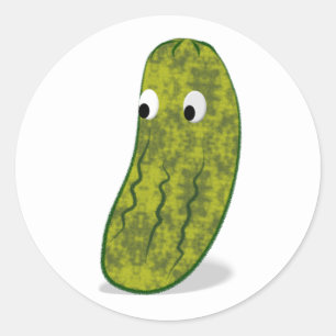 Adesivo Redondo Desenho Fofo de Pepino em Cartoon