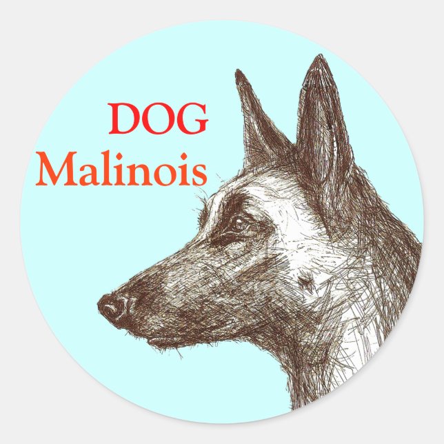 Adesivo Redondo desenho malinois (Frente)