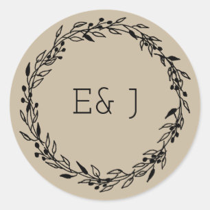 Adesivo Redondo Desenho manual do Selo de Convite de Casamento Per