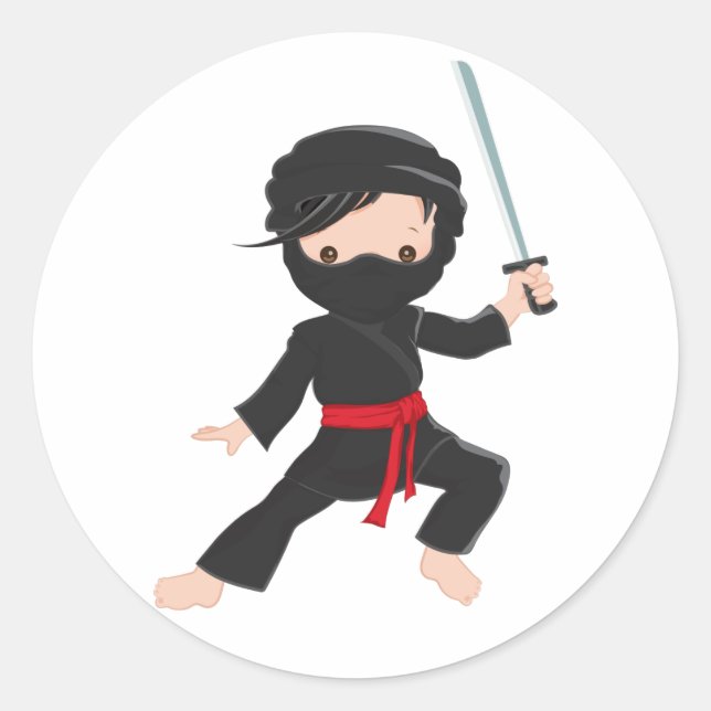 Adesivo Redondo Desenho Ninja (Frente)