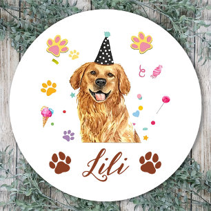 Adesivo Redondo Desenho Personalizado à Mão de Cachorro Retriever
