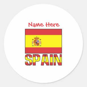 Adesivo Redondo Desenho Personalizado da Bandeira da Espanha com H