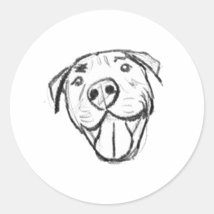 Adesivo Redondo desenho pitbull simples amantes de cães preto bran