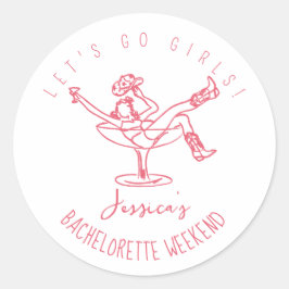 Adesivo Redondo Desenho retrô feito à mão da despedida de solteira