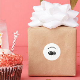 Adesivo Redondo Desenho Simples de Black Muskox