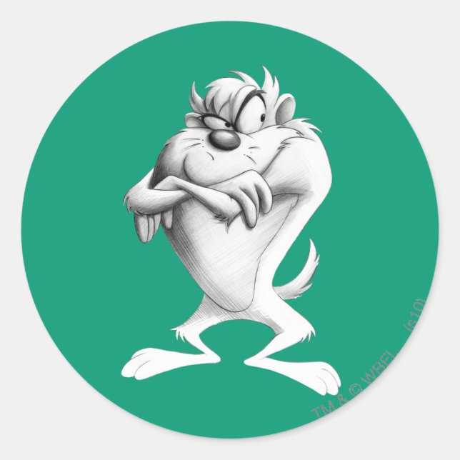 Adesivo Redondo Desenho TAZ™ (Frente)