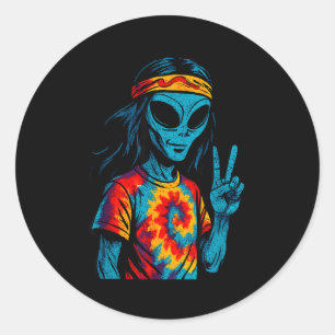 Adesivo Redondo Desenho Tie-dye Alien Hipe