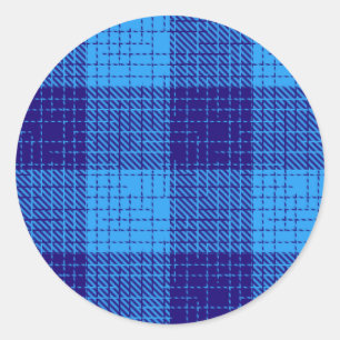 Adesivo Redondo Desenho Xadrez Azul Crosshatch Negrito