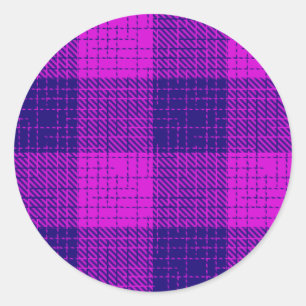 Adesivo Redondo Desenho xadrez azul e roxo em trama cruzada