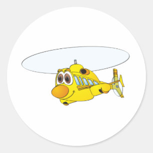 Adesivo Redondo Desenhos animados amarelos do helicóptero
