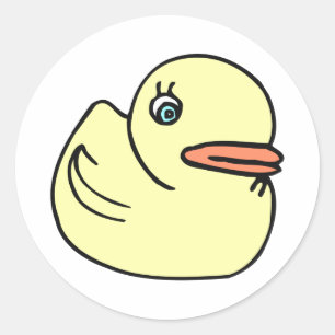 Adesivo Redondo Desenhos animados amarelos do pato tirados
