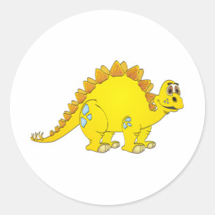 Adesivo Redondo Desenhos animados amarelos do Stegosaurus