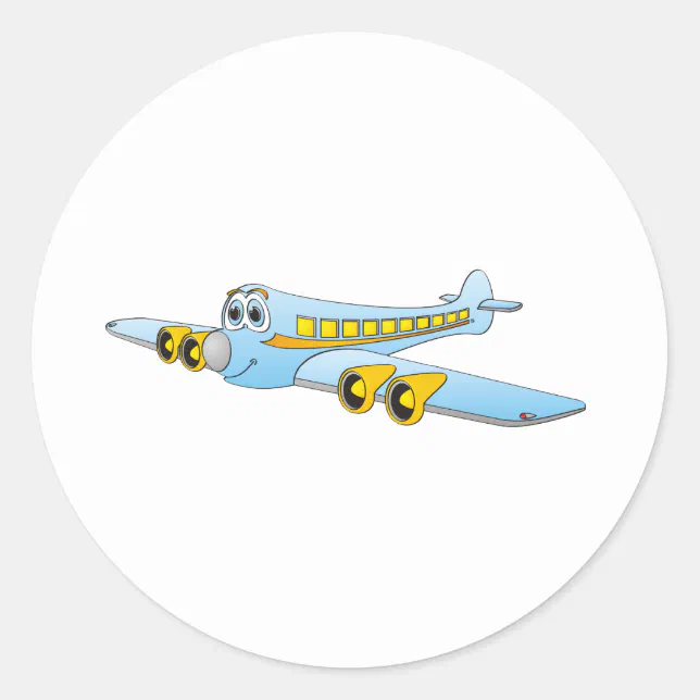 Avião de passageiros de desenho animado pequeno avião azul com