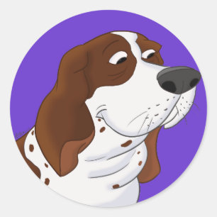 Adesivo Redondo Desenhos animados Basset Hound Sniffing