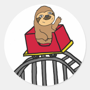 Adesivo Redondo Desenhos animados bonitos da montanha russa da