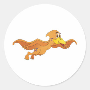 Adesivo Redondo Desenhos animados da laranja do Pterodactyl