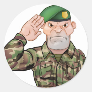 Adesivo Redondo Desenhos animados de saudação do soldado