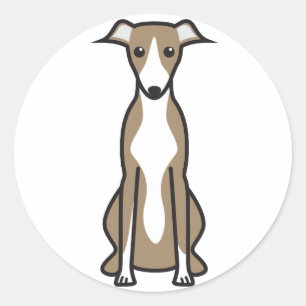 Adesivo Redondo Desenhos animados do cão de Whippet