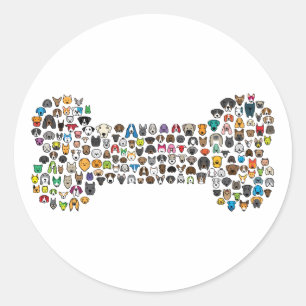 Adesivo Redondo Desenhos animados do cão do OSSO