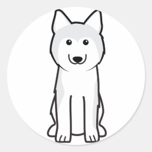 Adesivo Redondo Desenhos animados do cão do rouco Siberian