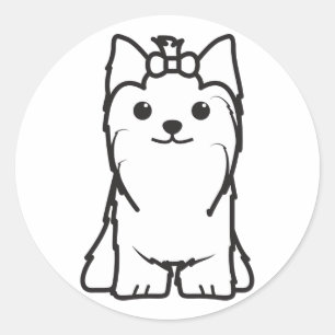 Adesivo Redondo Desenhos animados do cão do yorkshire terrier
