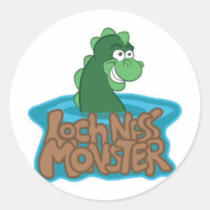 Adesivo Redondo Desenhos animados do monstro de Loch Ness