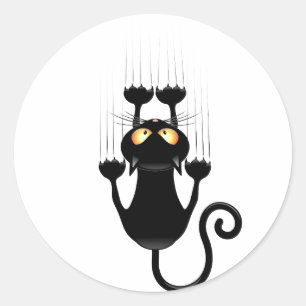 Adesivo Redondo Desenhos animados engraçados do gato preto que