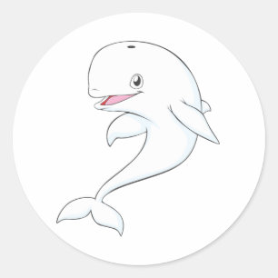 Adesivo Redondo Desenhos animados felizes da baleia da beluga