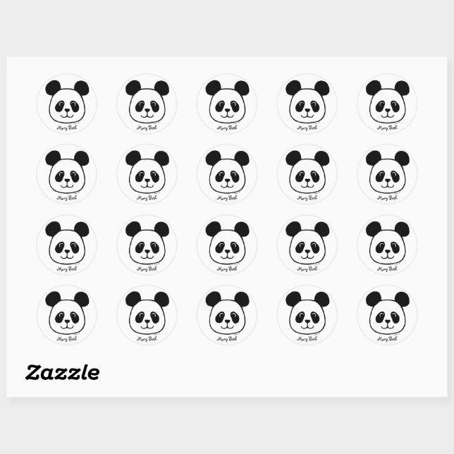 Adesivo Redondo Desenhos animados grandes personalizados da panda