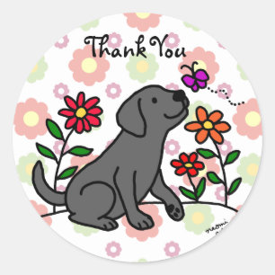 Adesivo Redondo Desenhos animados pretos de Kawaii Labrador