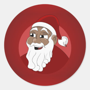 Adesivo Redondo Desenhos animados pretos de Papai Noel