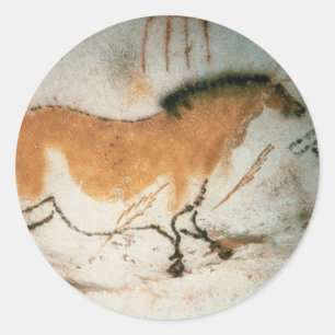 Adesivo Redondo Desenhos das cavernas Lascaux Francês Pré-Históric